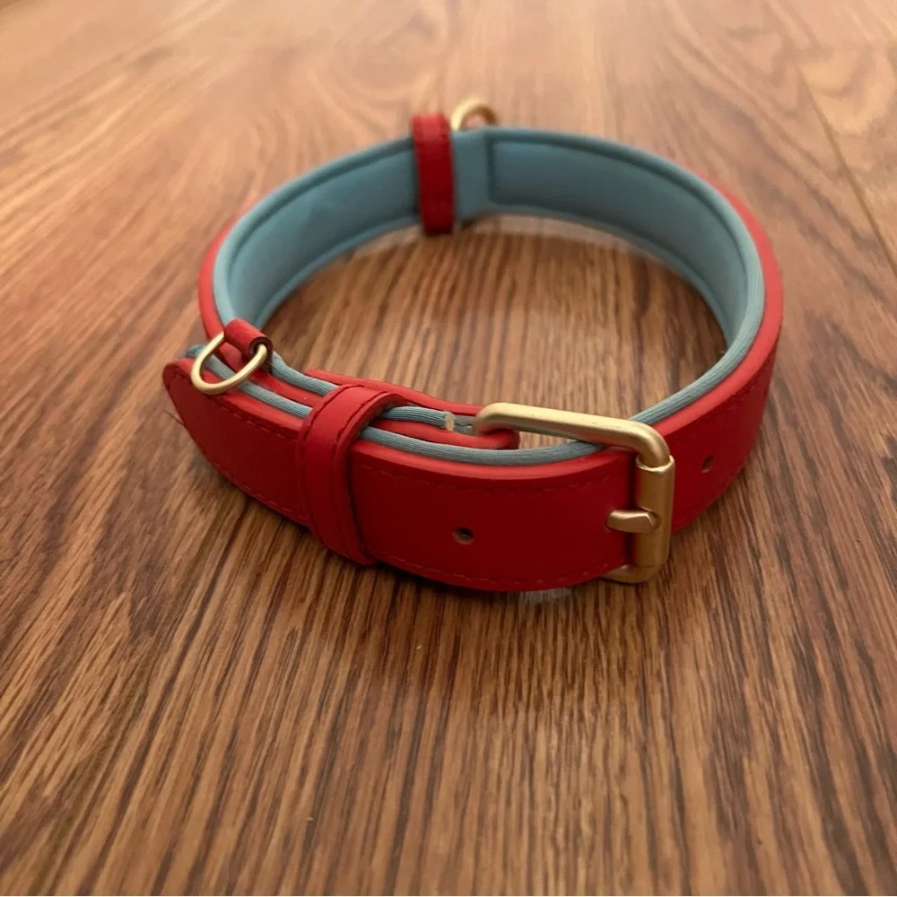 Bright Red Padded Dog Collar